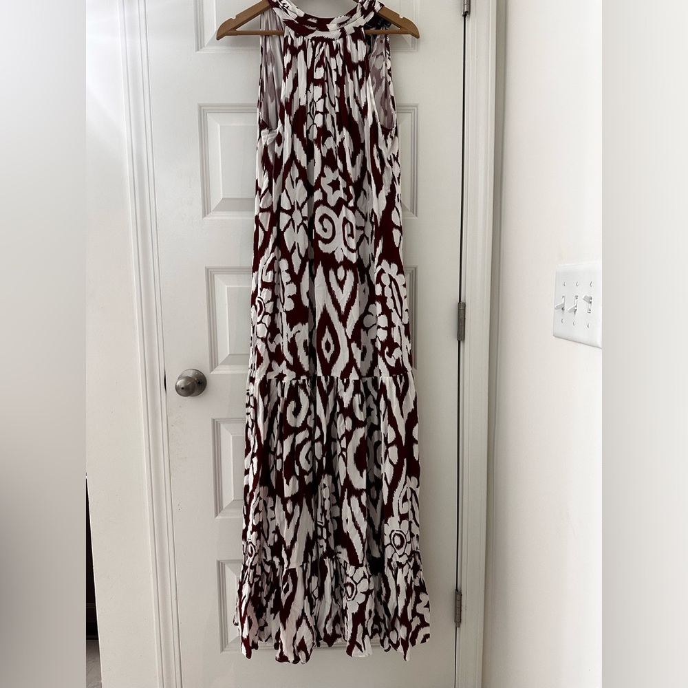 MSK Burgundy and White Patterned Dress
